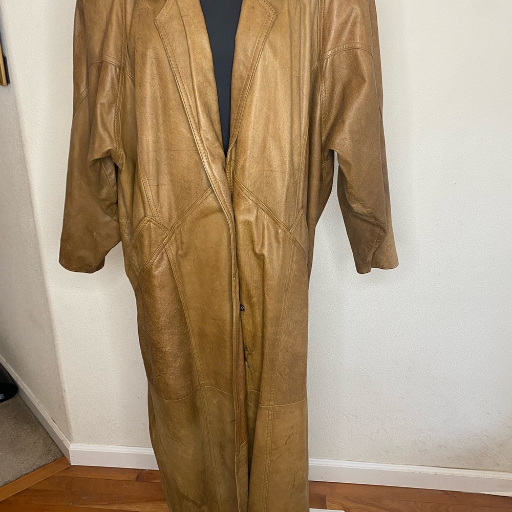 Winlit Vintage Long Leather Jacket